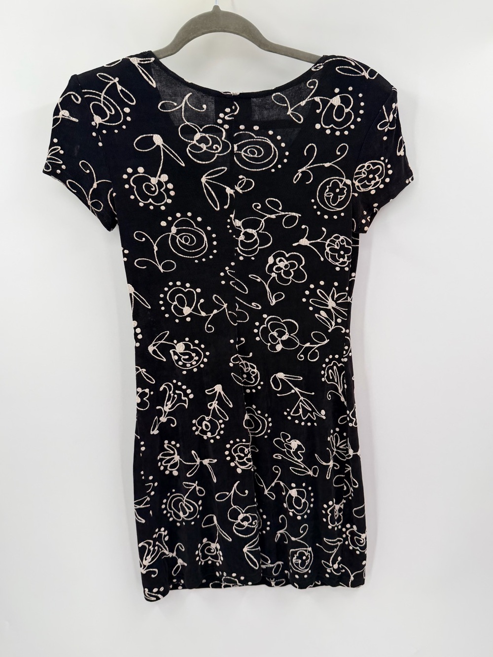 Vintage 90s Joseph Ribkoff Floral Black Mini Dress US 6 - Picture 6 of 6